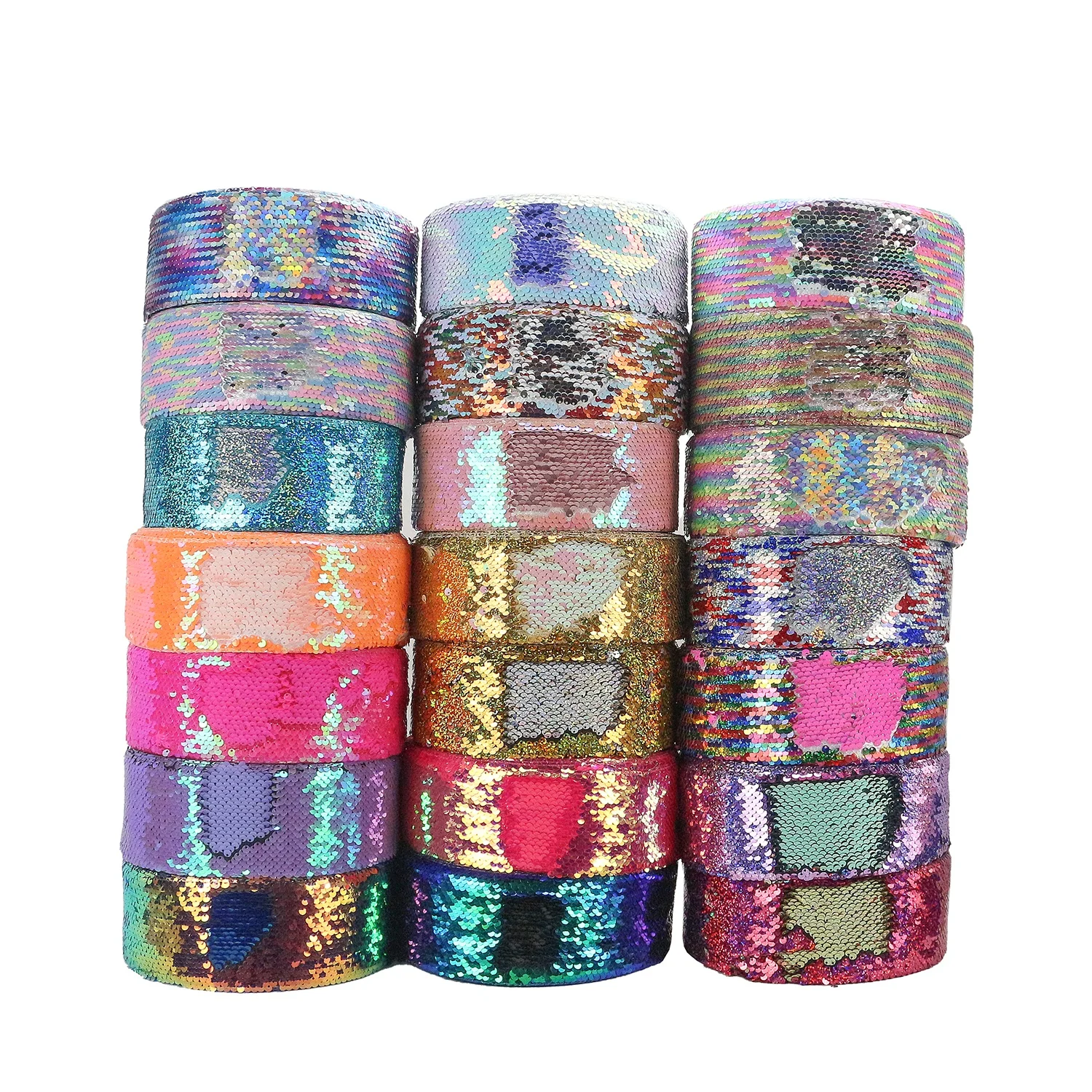 

Midi Ribbons Large Stock Sale DIY Listones 3 Inch 75mm Reversible Fabric Sequin Ribbon for Girl Hair Bow, Picture/customized