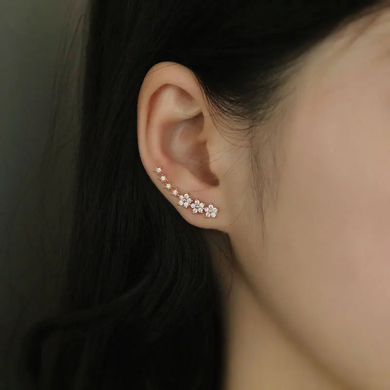 

New Fashion 925 sterling silver Stars and moon Stud Earrings Female cz diamond star romantic jewelry earrings