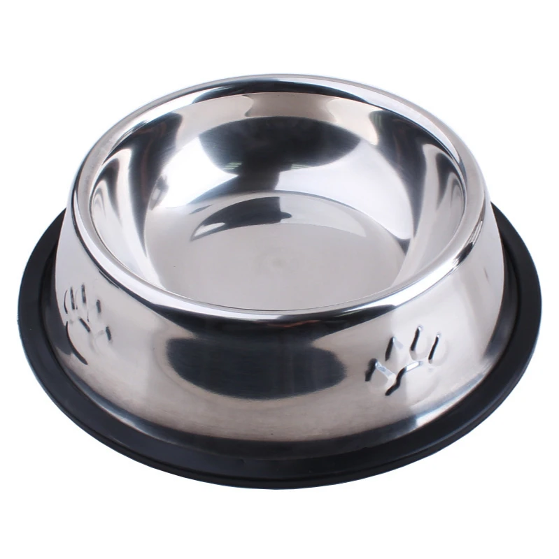 

Wholesale Non-slip Durable Footprint Pattern Stainless Steel Pet Bowl Cat Dog Food Water Bowl