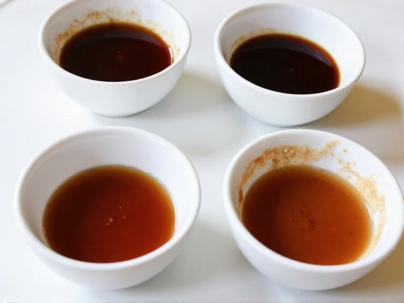 Four balsamic dressing variations in small bowls