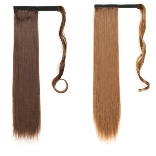 

LW-71QT 2022 New fashion 24inch Long Straight ponytail magic paste Synthetic Hair Extensions, Black,brown,customized
