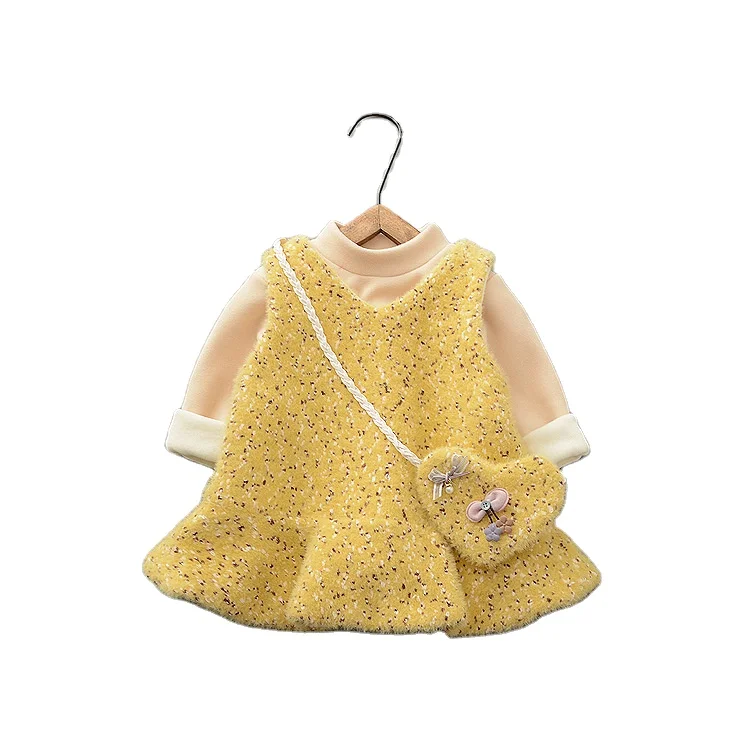 

KBEe94011 Children clothes girls solid color sweatshirts top sleeveless dress three Piece Set