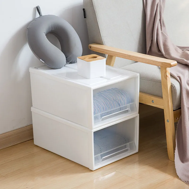 

Household drawer type storage cabinet, can stack plastic clothings storage cabinet