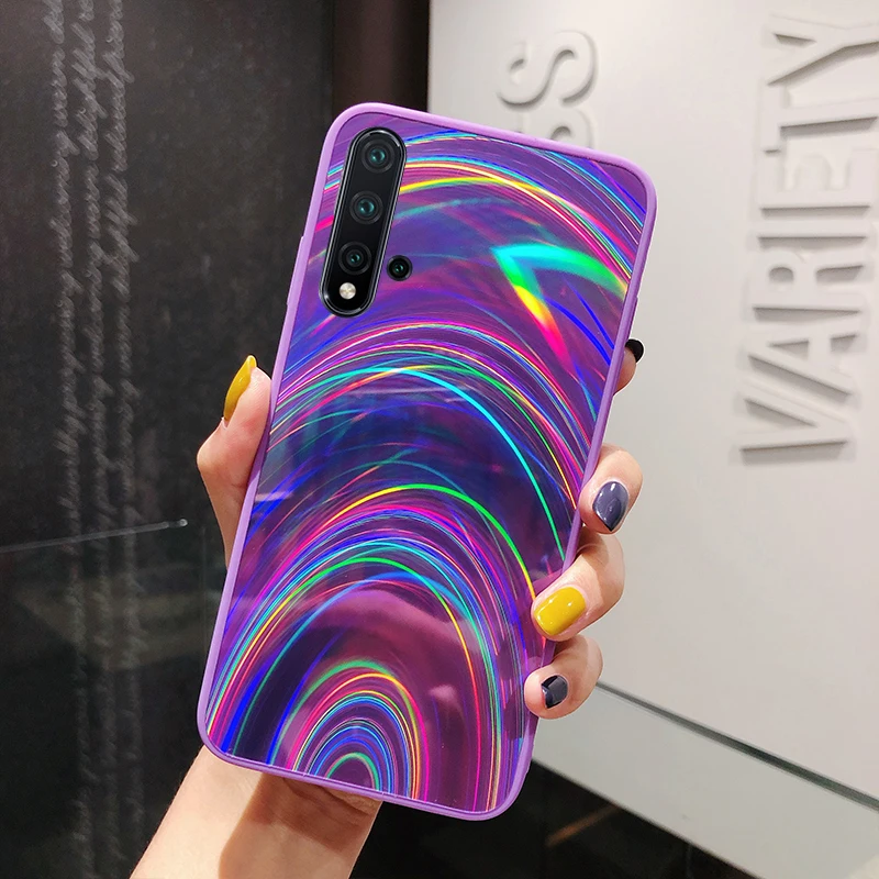 

Gradient Rainbow Laser Case For Huawei Y5 Y6 Y7 Prime Y9 2019 Cases Glitter Mirror Soft TPU Edge Cover Glossy Aurora Shells