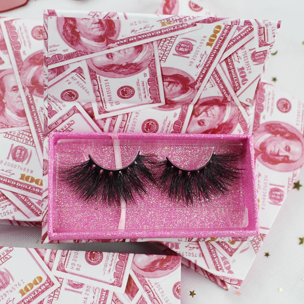

wholesale false eyelashes 100% mink eyelash 25mm lashes, Black
