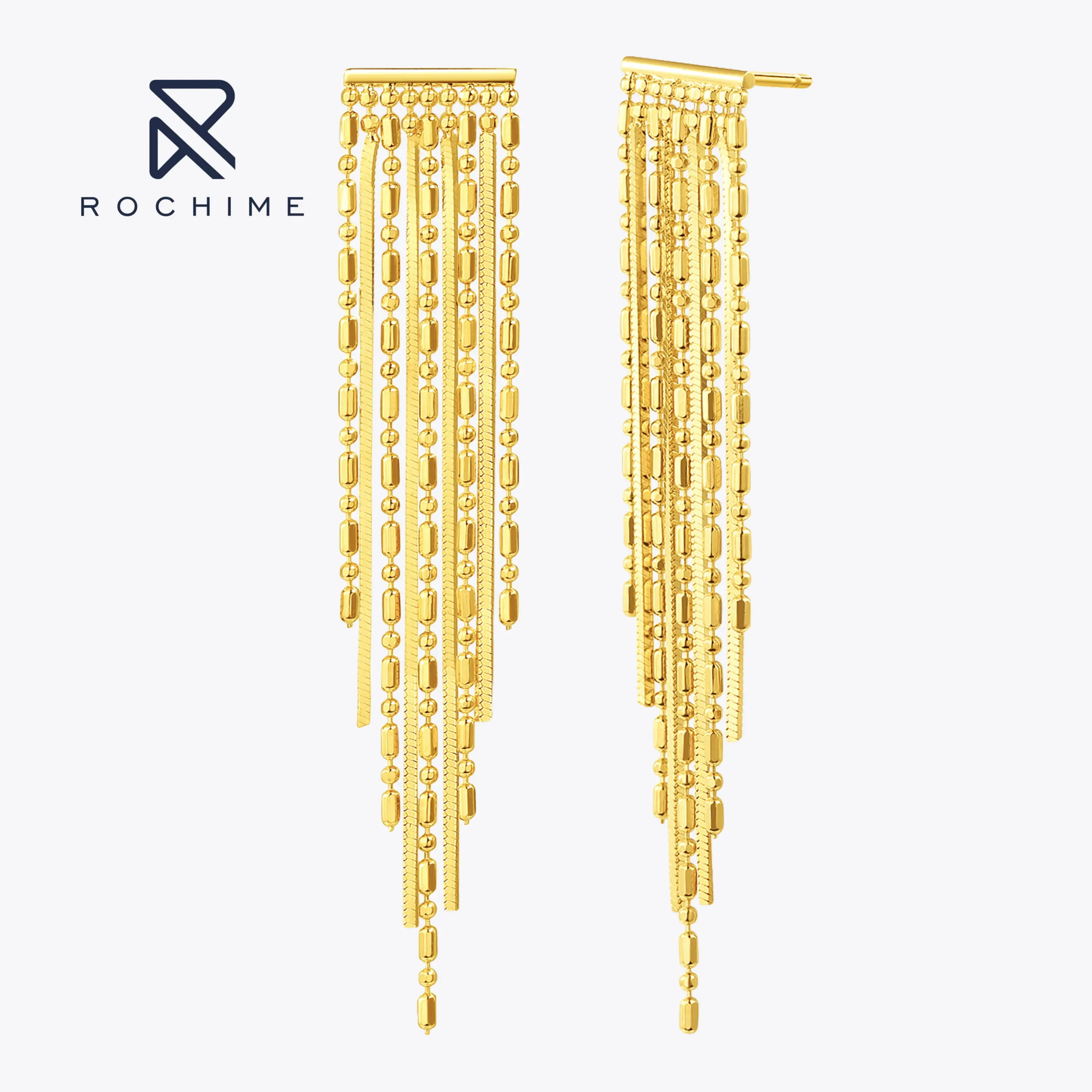 Rochime Tassel Snake Bone Chain Long Earrings 925 Sterling Silver Gold Plated Jewelry for Women