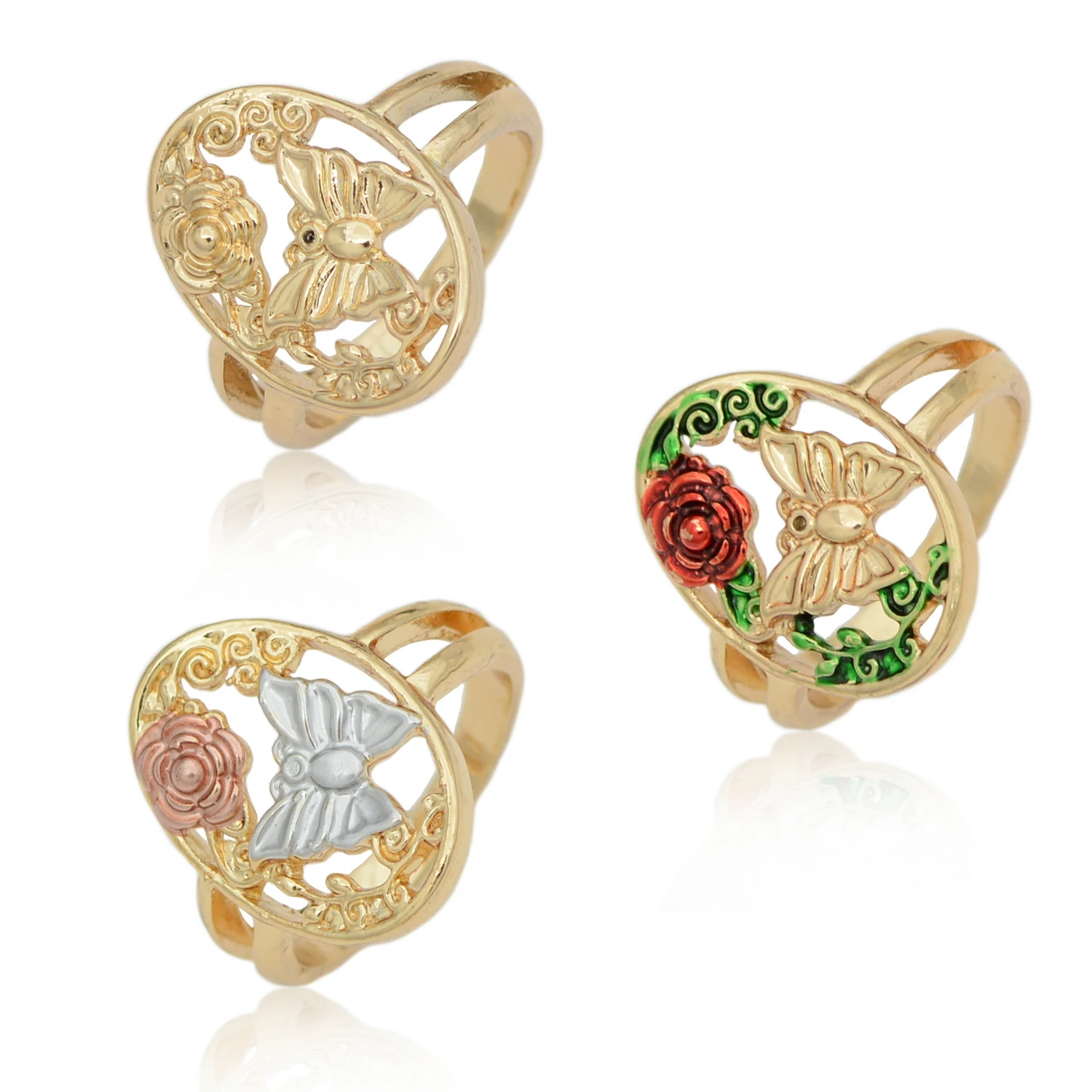 

Rings Fashion jewelry multicolor gold plated butterfly rose rings for women