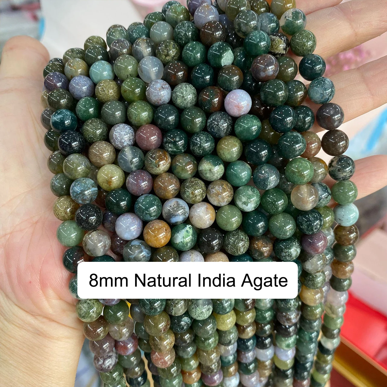 

Bestone Loose Round Natural Polished Gemstone Stone Beads Indian Agate Beads For Jewelry Making