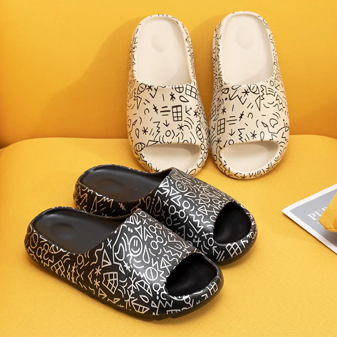 

2021 summer popular Unisex patterned Slides Ladies Men EVA Slides Shoes Women beach sandals Slippers