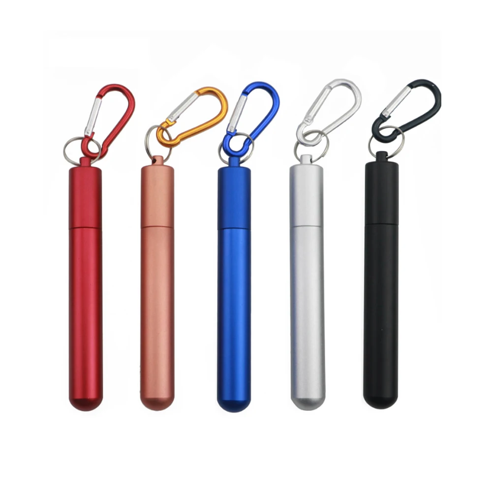 

IKITCHEN Amazon Stainless steel folding telescopic metal reusable drinking straw personal with customized logo