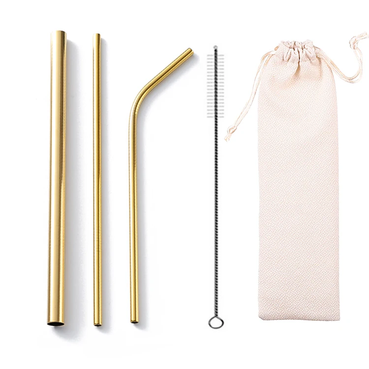 

Amazon hot Stainless Steel Straws reusable metal drinking straws brush With logo, Silver,black,gold,blue,purple,rose gold