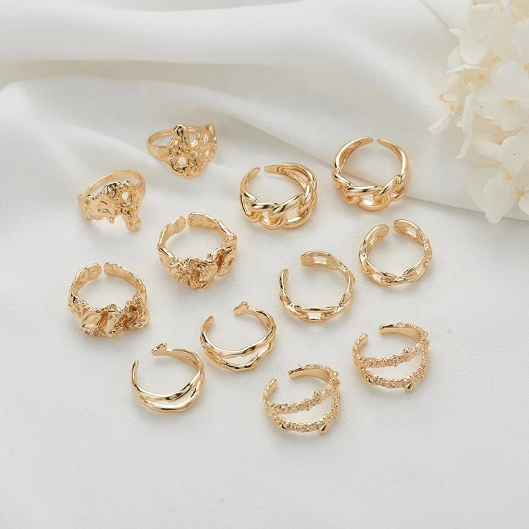 

Simple Design 14K Gold Plated Multi Shape Ring