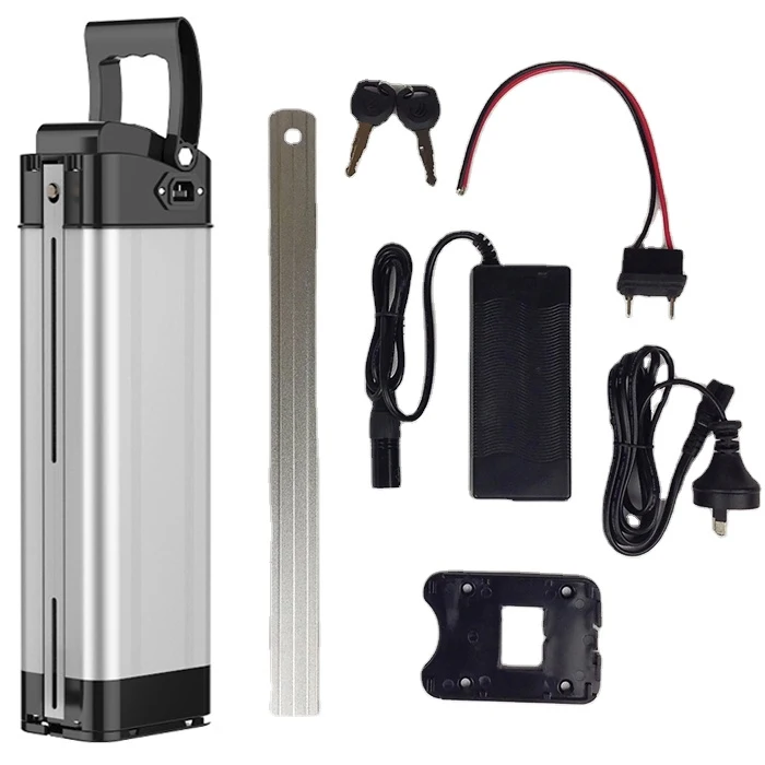 

ebike battery 24v 26 ah silver with charger e bike battery 24v/26ah pack
