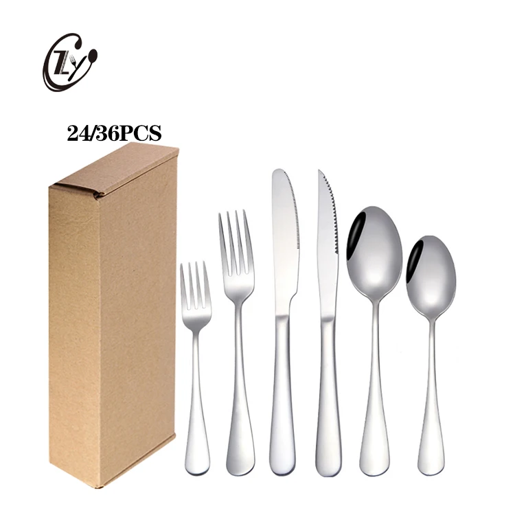 

Factory Hot Sale Steak Knife Flatware Set 24/36 PCS Stainless Steel Cutlery Set For Steak