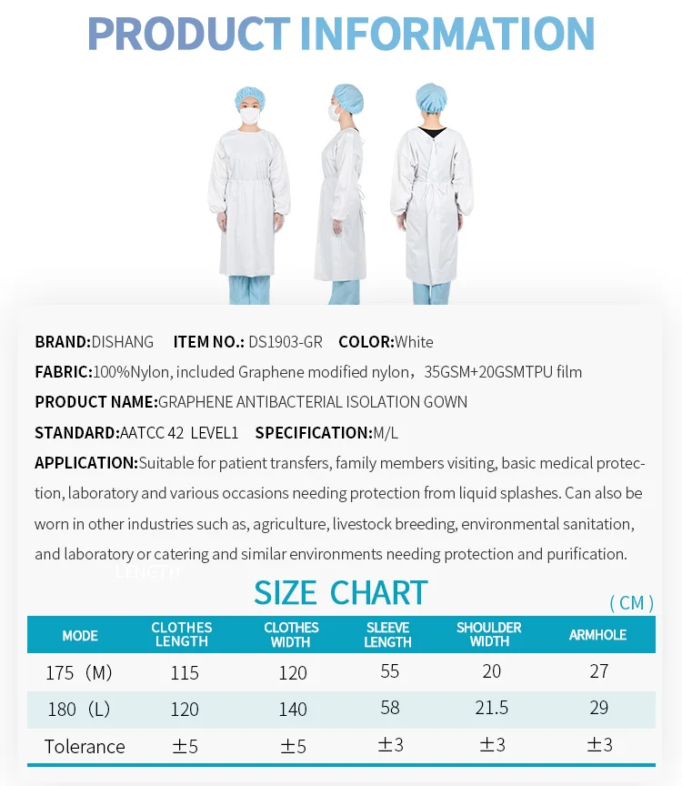 Graphene Medical Use Anti Dust Anti Harmful Splashes Isolation Gown Modified Nylon Isolation Suits Safety Dress - KingCare | KingCare.net