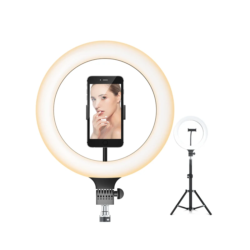

aro selfie luz led 18 12 10 inch ring light with tripod stand, Black