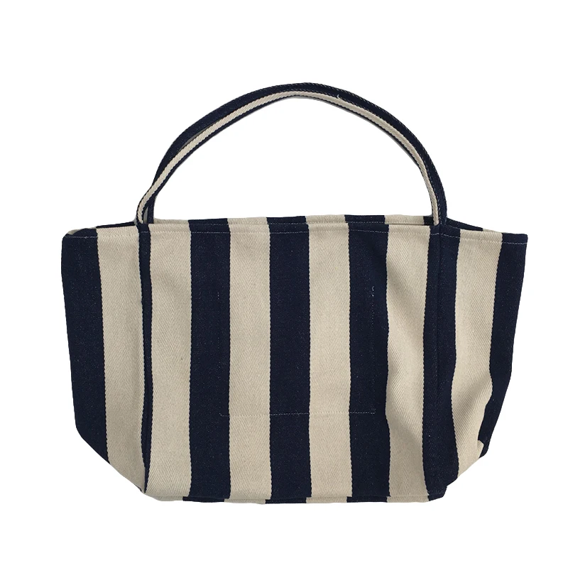 

New South Korea Large Capacity Canvas Duffle Bag Wide Stripe One Shoulder Ladies Shopping Bag Sea Bags Beach Summer, 2 colors