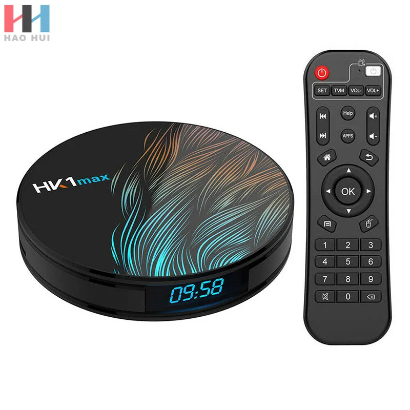 

HK1max Android 9.0 Smart TV Box Quad Core 4GB+64GB UHD 4K Wifi Media Player U1O9, Black