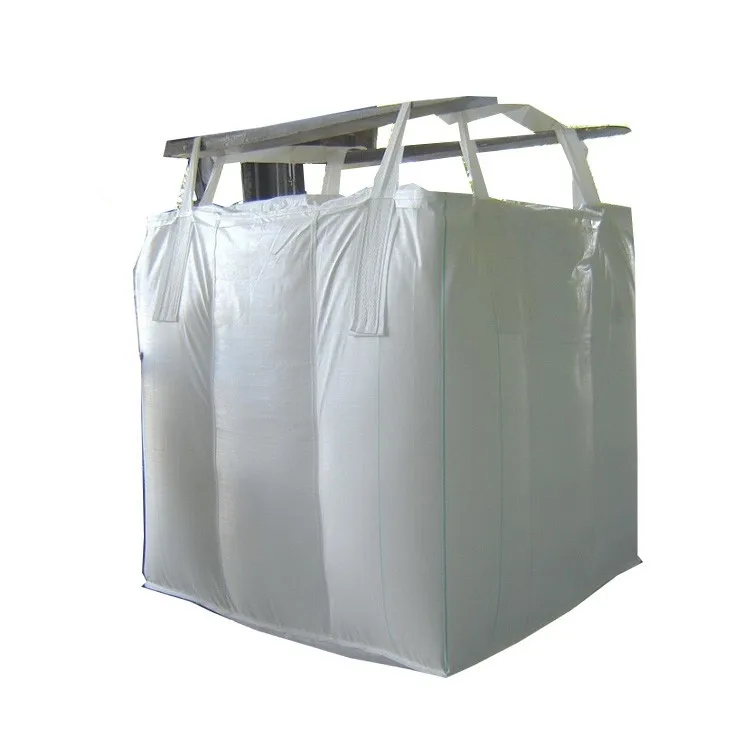 Food Grade Jumbo Bulk Bags 110x110x120 PP Material Flat Bottom FIBC for 1500kg Load Safety Factor 5:1 Cross Corner Loop for