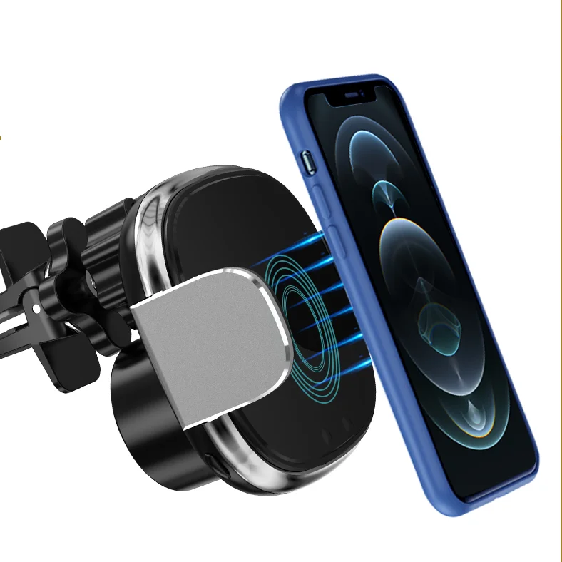 

15W Wireless Automatic Sensor Car Phone Holder And Smart phone Wireless Charger 360 degree rotation Mount for iPhone 12 Pro Max, Gold/ silver