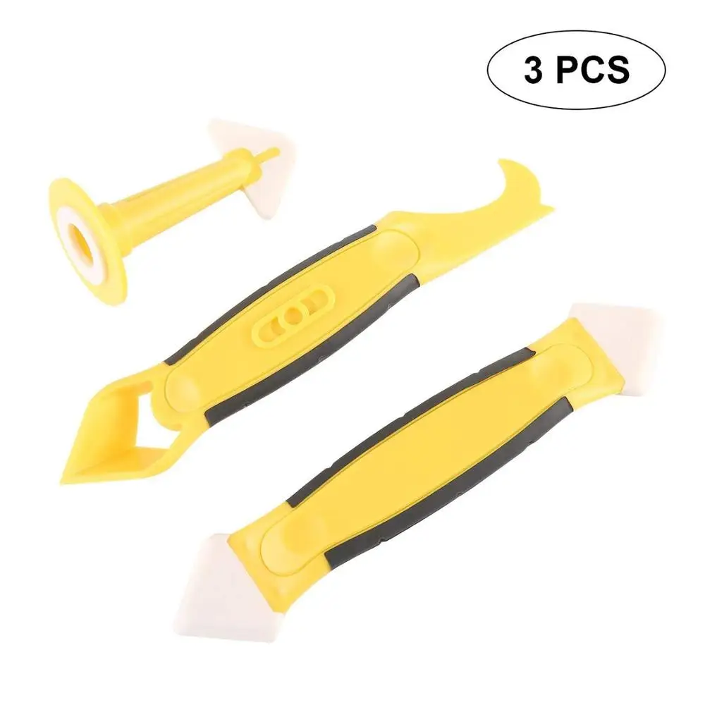 
3 Pieces Caulking Tool Kit,Yellow Silicone Sealant Finishing and Replace Removal Tool with a Caulk Nozzle 