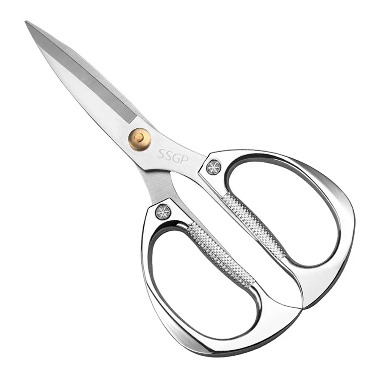 

A1136 Multifunctional Kitchen Scissors Household Stainless Steel Tailor Thread Scissors Kitchen Gadget Cook Tool Poultry Shear, Stainless steel color,gold