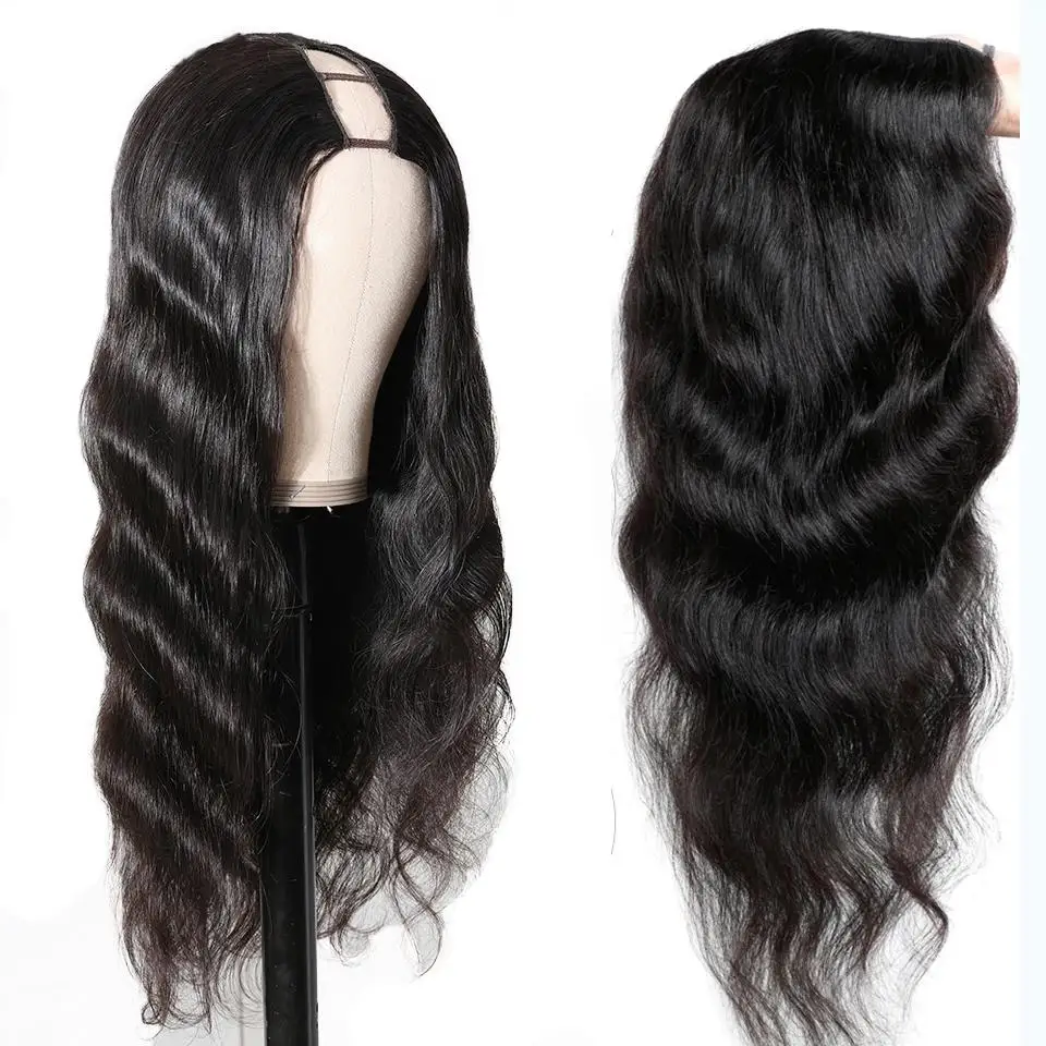 

Brazilian Body Wave 2"x4" U Part Wigs 150% Density Brazilian Human Hair Wigs Natural Color