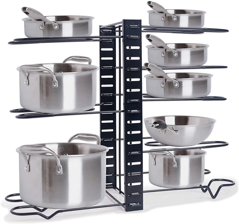 

Kitchen Counter Pot Rack Organizer 8 Tiers Pots And Pans Organizer In Black