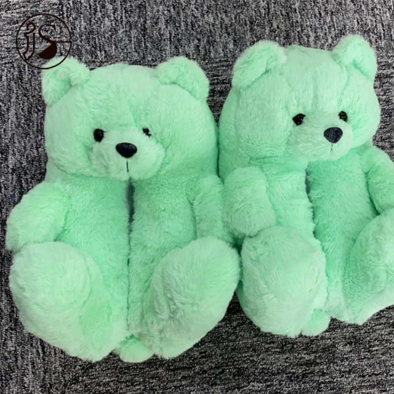 

2021 New Arrival bear slippers Various Styles fuzzy bear fur slippers lovely teddy bear slippers plush indoor slides