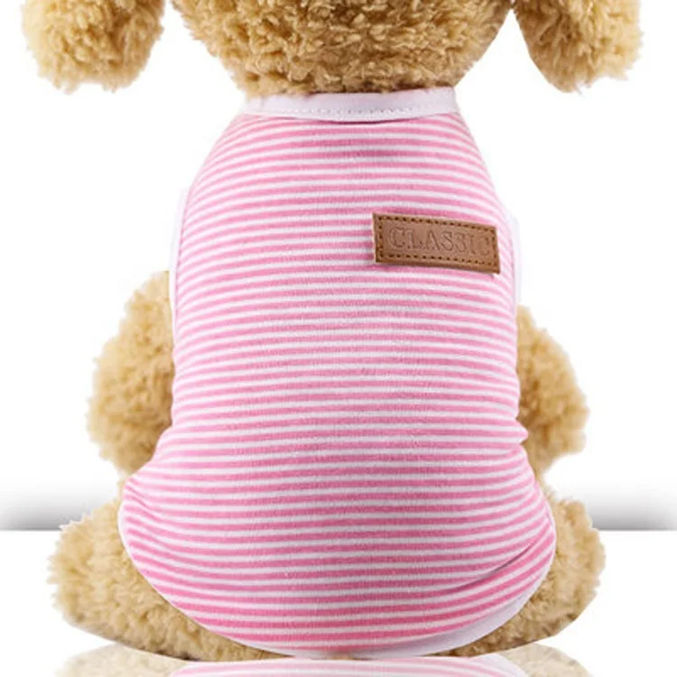 

Top Quality Eco-Friendly Pink Stripe Designer Dog Pet T Shirt, As picture