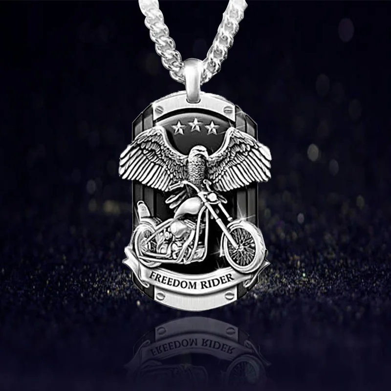 

Exquisite Fashion Freedom Rider Pendant Men's Personality Handsome Necklace Eagle Motorcycle Necklace