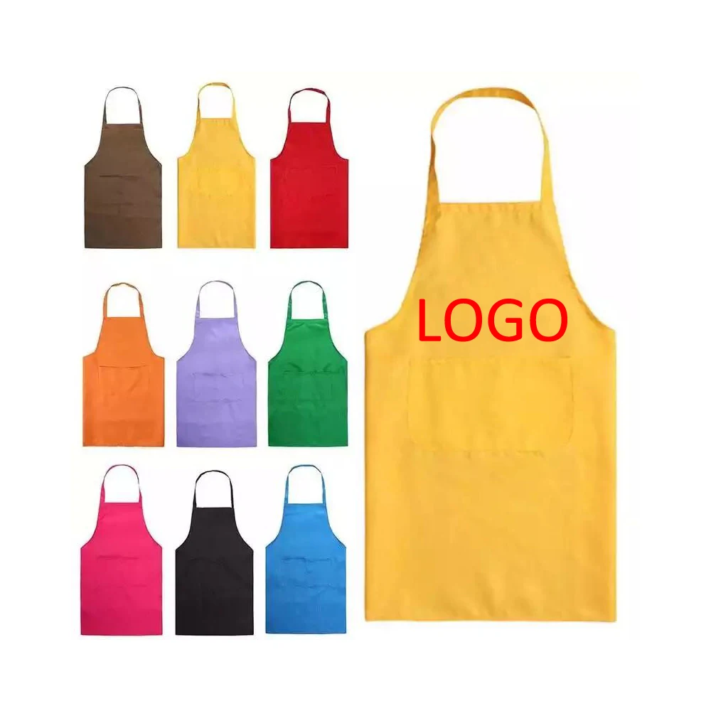 

High Quality Cheap Custom Printing Organic Cotton Canvas Restaurant Kitchen Black Adult Apron with Customized Logo, Optional