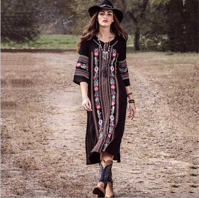 

Women 2021 black Crochet Swimsuit Cover Up Casual Beach Cotton Kaftan Coverups embroidery long dress for summer, Many