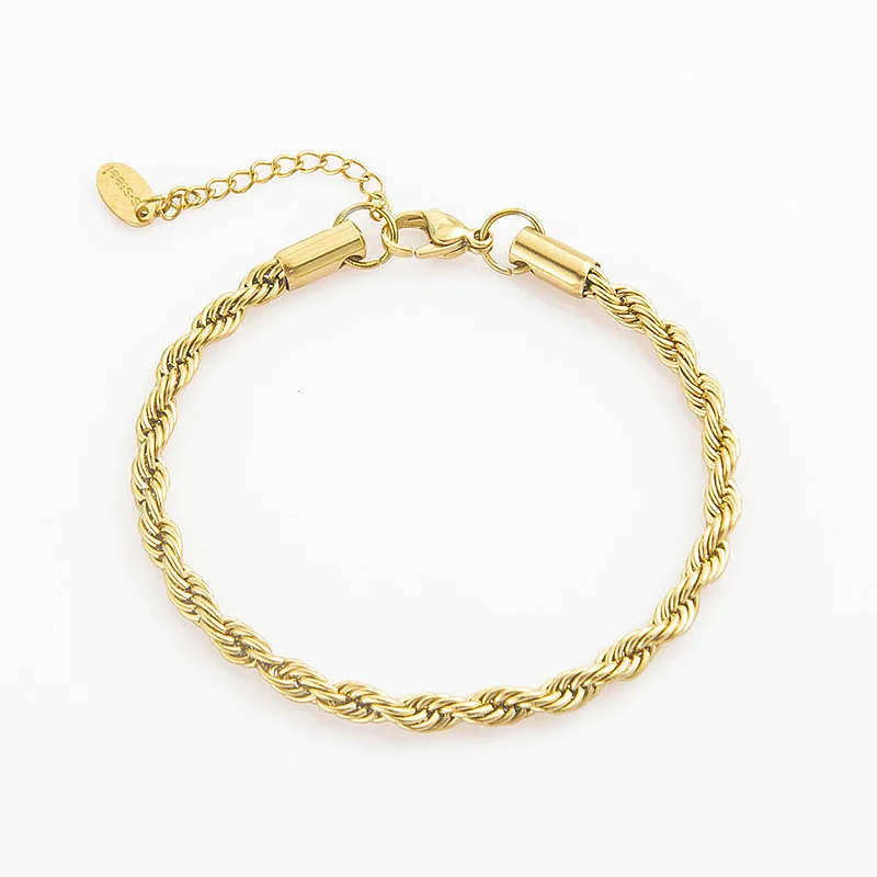 

Women simple design gold plated twist rope stainless steel bracelet