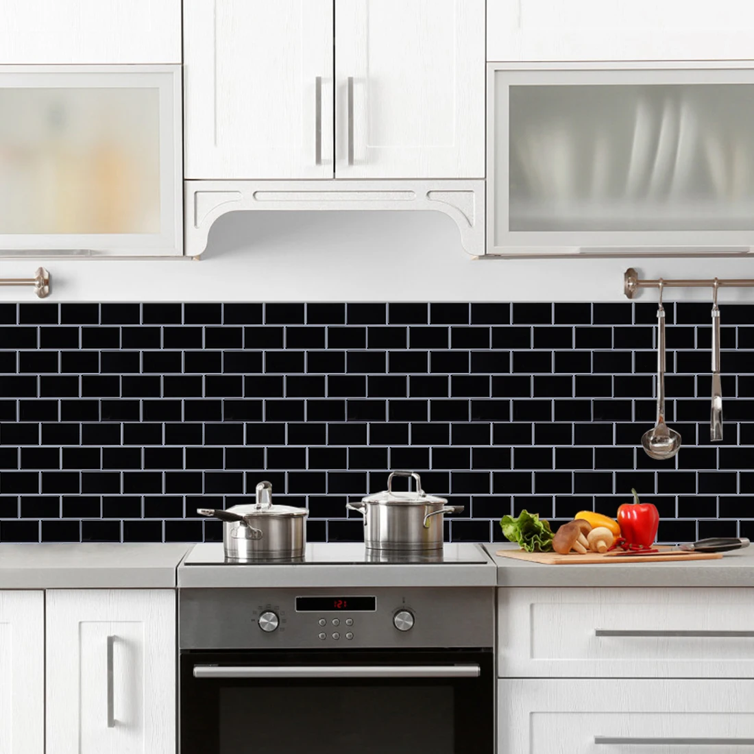 Black Subway Tile Fireplace Tile Backsplash Kitchen Bathroom Showroom ...