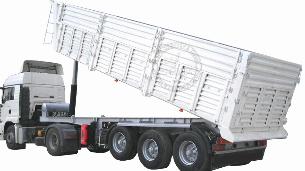 Truck Trailer 3 Axles Bulk Cargo Transportation Rear Tipper Dump 