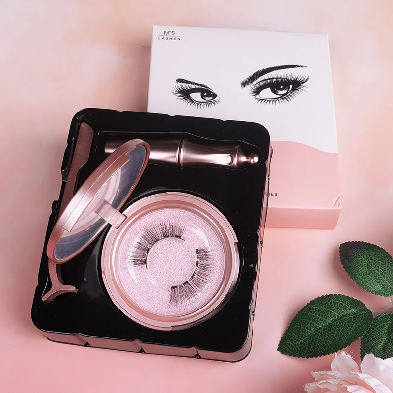 

Hot Selling Vendors Customized Lash Box Fluffy Faux Mink Lashes With Packaging Magnetic Eye Lashes, Natural black