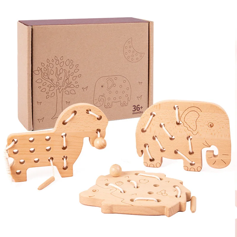 

Kids Wooden Toys Educational Montessori Threading Board Autism Educational Toy Montessori Thread Boards