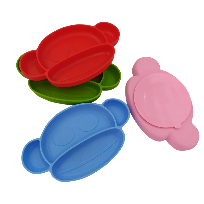 

Food Grade Silicone And Heat Resistant Monkey Shape Silicone Plate Children Dishes Training Tableware Kids Feeding Bowls