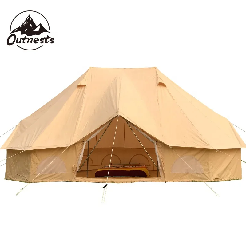 

OUTNESTS Tent Factory Canvas Emperor Bell Tent With Double Poles, Beige