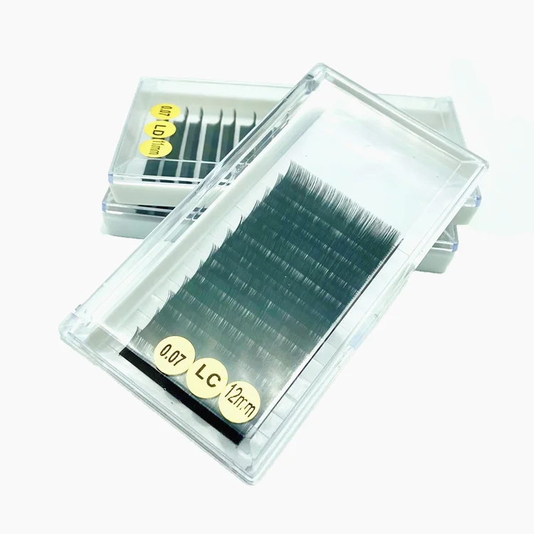 

dark black individual false mink eyelash extension kit private label LC curl volume lash mixed lengths lash 3d wholesale vendor, Natural black