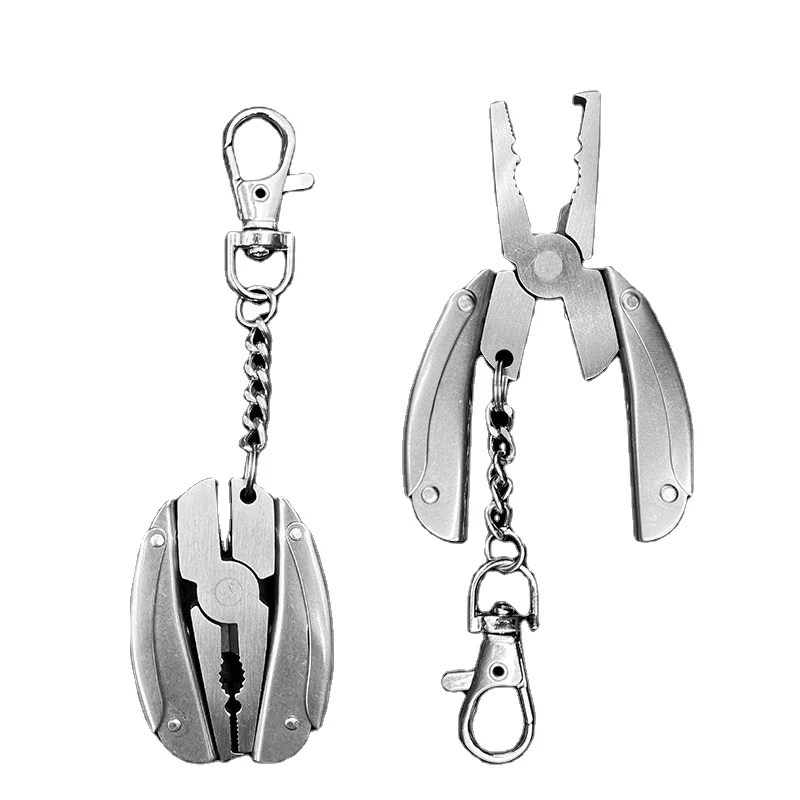 Stainless Steel Multifunctional Pliers Portable Mini 6-in-1 Folded Pliers Fishing Tool
