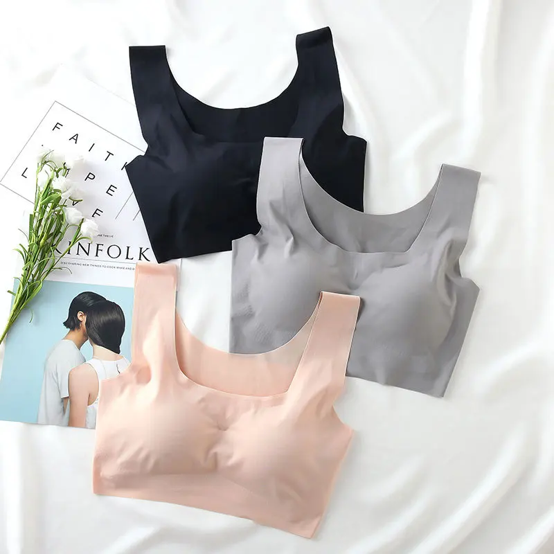 

Hotsale Ice Silk Seamless Bra Women Wire Free Bralette, Black