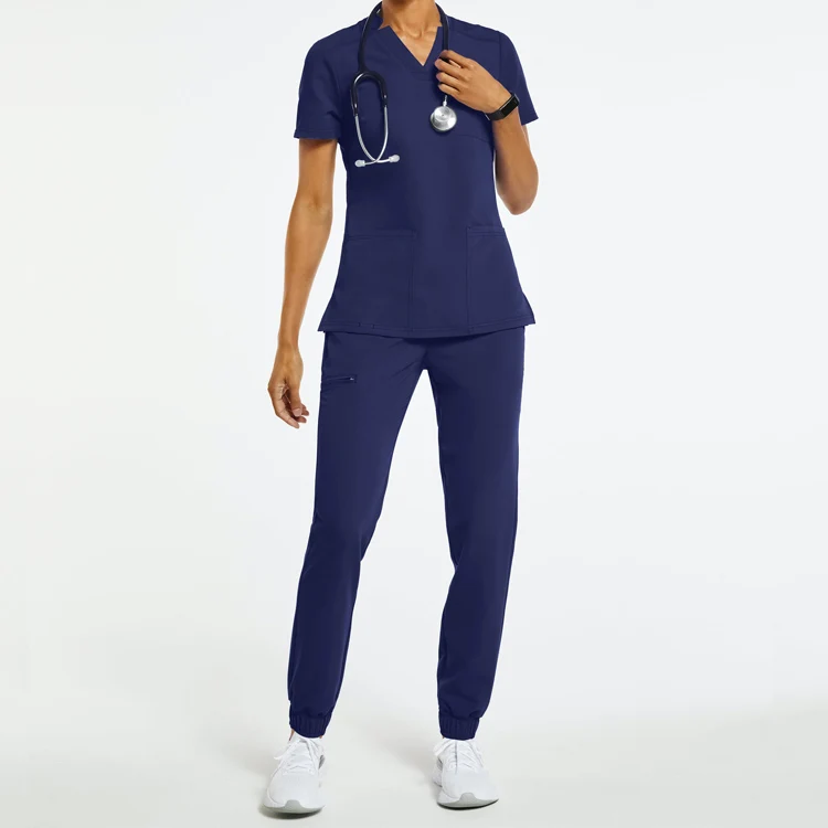 

navy blue scrub sets joggers jaanuus uniform for health worker bulk medical vendors uniforme de hospital for female scrubs, Blue, black, purple or custom