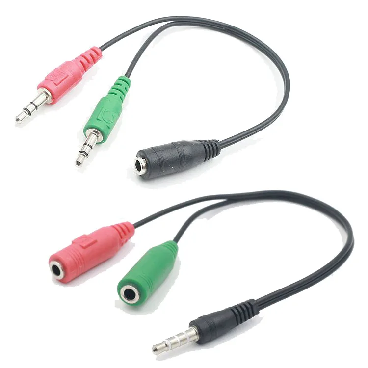 

Hot Cable Adaptador Para Microfono 3.5 mm Headphone Jack Adapter Audio Splitter 3.5mm For Lapel Microphone, Green and red