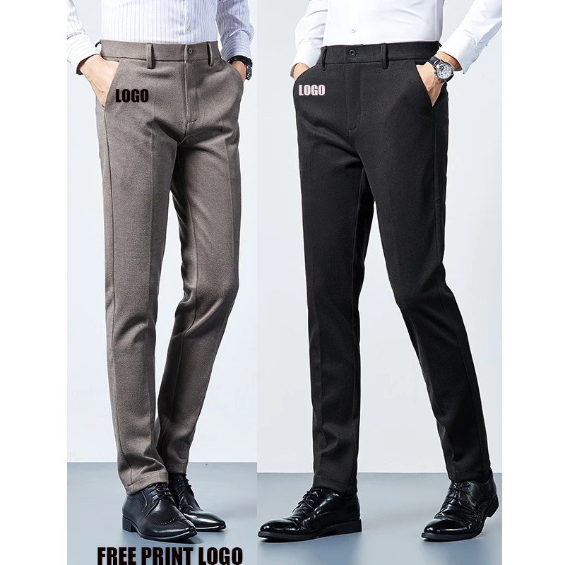 

Free shipping Mens Casual Slim Fit Straight Long Trousers Formal Dress Leisure Pants, Customized color