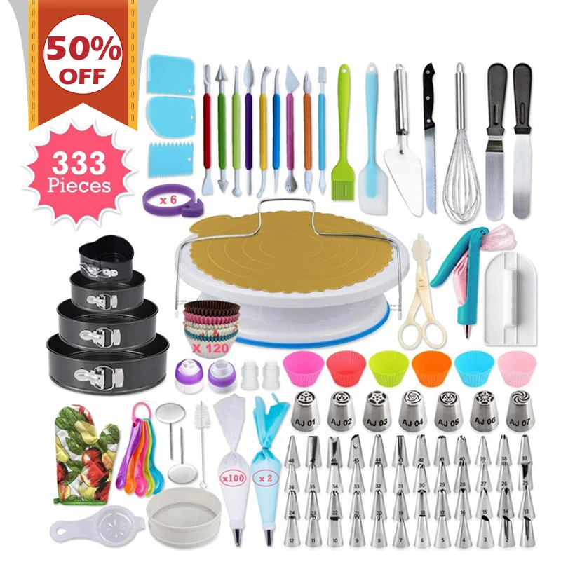 

Hot Sale 333 pcs Cake Decorating Kit Complete Cake Decorating Supplies & Baking Supplies Baking Kit