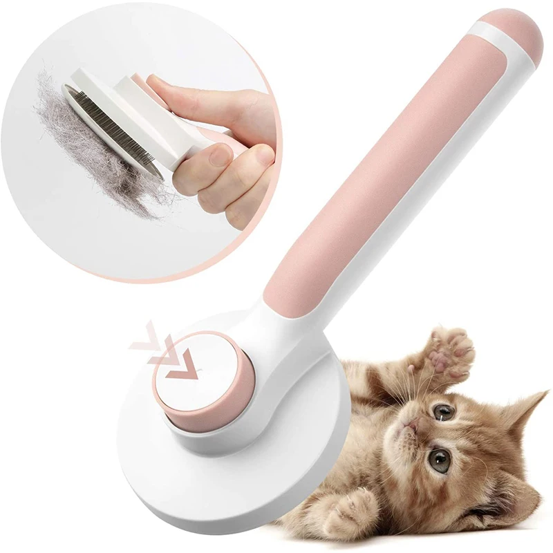 

Pet Grooming Brush Brosse Anti Poil Chien Self Cleaning Slicker Comb Automatically Dog Cat Slicker Brush Hair Remover Pet Comb, Pink/gray