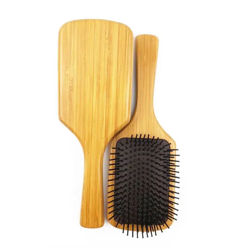 

Hot Selling Custom Logo Paddle Brushes Bamboo Comb Eco Friendly Bamboo Detangling Hair Brush, Natural color