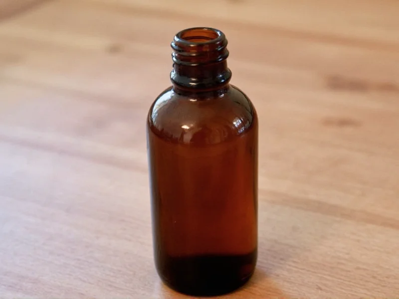 Homemade vanilla extract in amber bottle